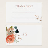 ライン付きフローラ結婚のThank You Noteエンクロージャカード (正面&裏面)