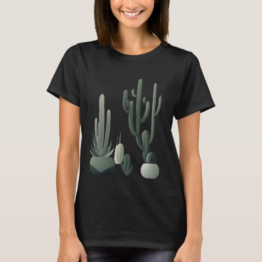ライン付きミニマルイラストお洒落 Tシャツ (正面)