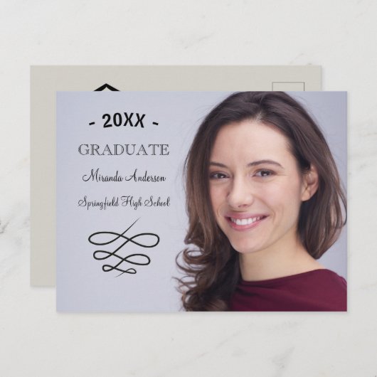 ライン付き渦巻形の写真 – 卒業はがき インビテーションポストカード (正面/裏面)