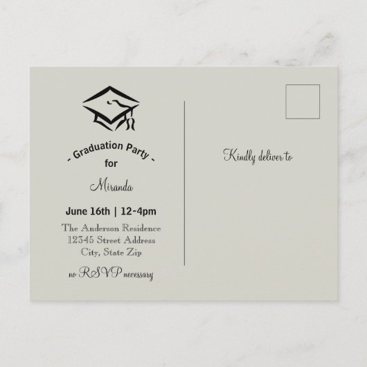 ライン付き渦巻形の写真 – 卒業はがき インビテーションポストカード (裏面)