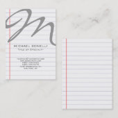 ライン付き紙垂直グレーモノグラム名刺 名刺 (正面/裏面)