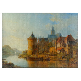 ライン川に沿ったオランダの町のビュー カッティングボード