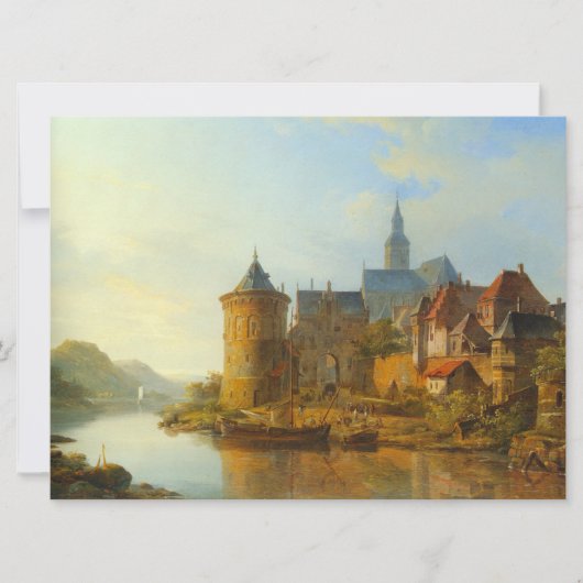 ライン川に沿ったオランダの町のビュー カード (正面)
