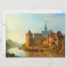 ライン川に沿ったオランダの町のビュー カード