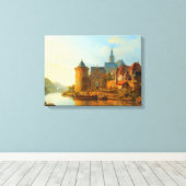 ライン川に沿ったオランダの町のビュー キャンバスプリント (インサイチュ (ウッドフロア))