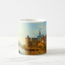 ライン川に沿ったオランダの町のビュー