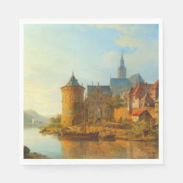 ライン川に沿ったオランダの町のビュー スタンダードランチョンナプキン