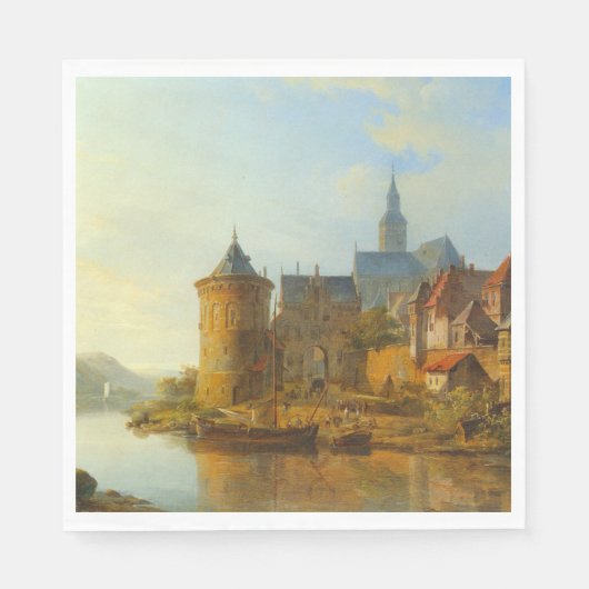 ライン川に沿ったオランダの町のビュー スタンダードランチョンナプキン (正面)