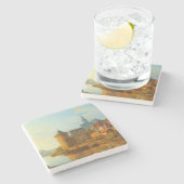 ライン川に沿ったオランダの町のビュー ストーンコースター (横)