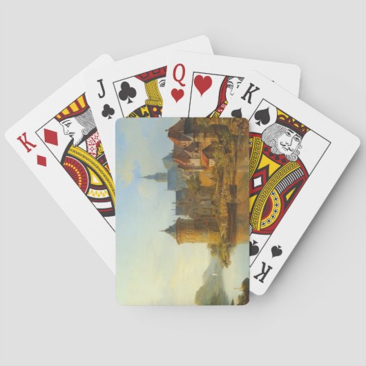 ライン川に沿ったオランダの町のビュー トランプ (裏面)