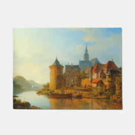 ライン川に沿ったオランダの町のビュー ドアマット