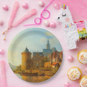 ライン川に沿ったオランダの町のビュー ペーパープレート (パーティー)