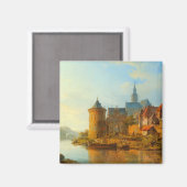 ライン川に沿ったオランダの町のビュー マグネット (正面/裏面)