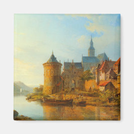 ライン川に沿ったオランダの町のビュー マグネット