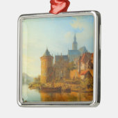 ライン川に沿ったオランダの町のビュー メタルオーナメント (左)