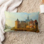 ライン川に沿ったオランダの町のビュー ランバークッション (ブランケット)