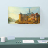 ライン川に沿ったオランダの町のビュー 横断幕 (トレードショー)