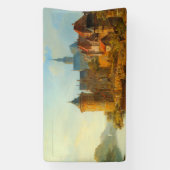 ライン川に沿ったオランダの町のビュー 横断幕 (縦)