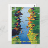 ライン川のドイツの城、ヴィンテージ ポストカード (正面/裏面)