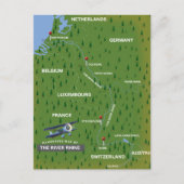 ライン川のレトロな旅行地図。ポストカード ポストカード (正面)