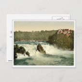 ライン川の滝とローフェン城のスク ポストカード (正面/裏面)