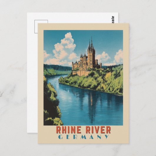ライン川ドイツヴィンテージ旅行 ポストカード (正面/裏面)