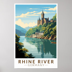 ライン川ドイツ区間旅行アートヴィンテージ ポスター