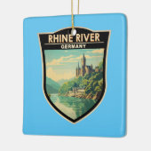 ライン川ドイツ横断トラベルアートヴィンテージ セラミックオーナメント (左)
