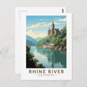 ライン川ドイツ横断トラベルアートヴィンテージ ポストカード (正面/裏面)