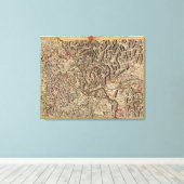 ライン川渓谷の彫刻地図 キャンバスプリント (インサイチュ (ウッドフロア))