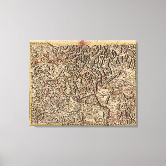 ライン川渓谷の彫刻地図 キャンバスプリント (正面)