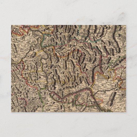 ライン川渓谷の彫刻地図 ポストカード (正面)