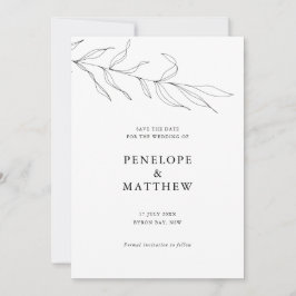 ライン描きの葉の結婚式招待状 招待状