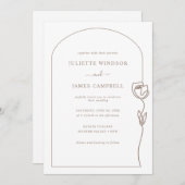 ライン描き ローズ フラワー ウェディング 招待状 (正面/裏面)