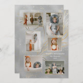 ライン描金ゴールドス葉グラムシルバー6 – フォトホリデー シーズンカード (正面/裏面)