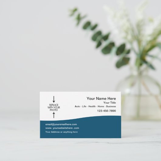 ライン数々の保険代理店写真テンプレート 名刺 (スタンド正面)