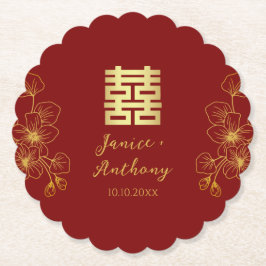 ライン桜 中国式結婚式 二重喜 ペーパーコースター