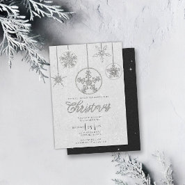 ライン石グリッターエレガント冬のきらきら光るクリスマス 招待状