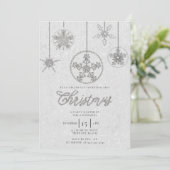 ライン石グリッターエレガント冬のきらきら光るクリスマス 招待状 (スタンド正面)