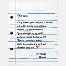 ライン紙文字スクリプトラブノート フリースブランケット