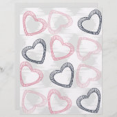 ライン素晴らしハートスクラップブック紙 (正面/裏面)