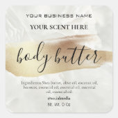 ライン絵を描金ゴールド大理石体バターラベル スクエアシール (正面)