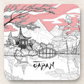 ライン絵画ズ日本の・オブ・テンプル湖 コースター (正面)