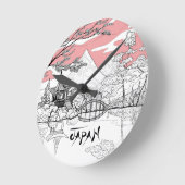 ライン絵画ズ日本の・オブ・テンプル湖 ラウンド壁時計 (傾斜)