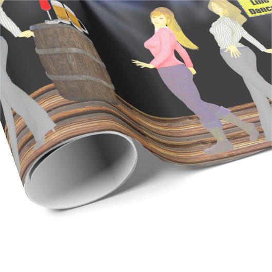 ライン踊りの女性の注意記号 ラッピングペーパー (ロールコーナー)