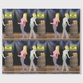 ライン踊りの女性の注意記号 ラッピングペーパー (フラット)