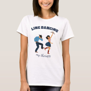 ライン踊りカウボーイと女性のカーボーイTシャツ Tシャツ
