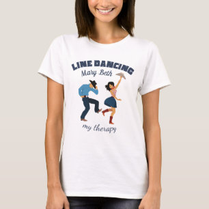 ライン踊りカウボーイと女性のカーボーイTシャツ Tシャツ