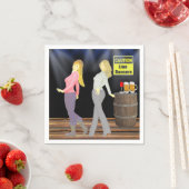 ライン踊り女性の注意標識パーティー スタンダードカクテルナプキン (インサイチュ)