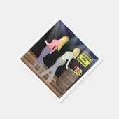 ライン踊り女性の注意標識パーティー スタンダードカクテルナプキン (角)